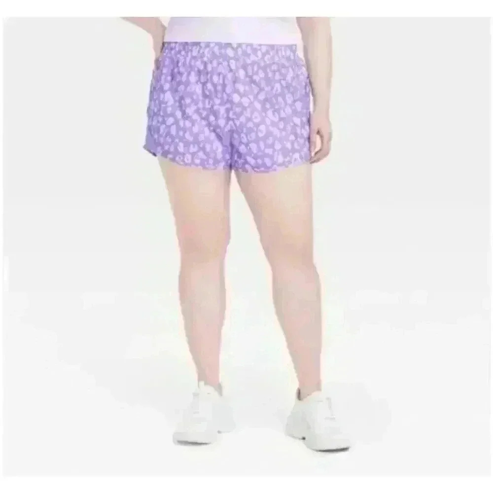 All In Motion Purple Leopard Print Shorts, XXL